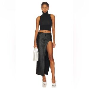 GRLFRND The Leather Blanca Skirt in Black.